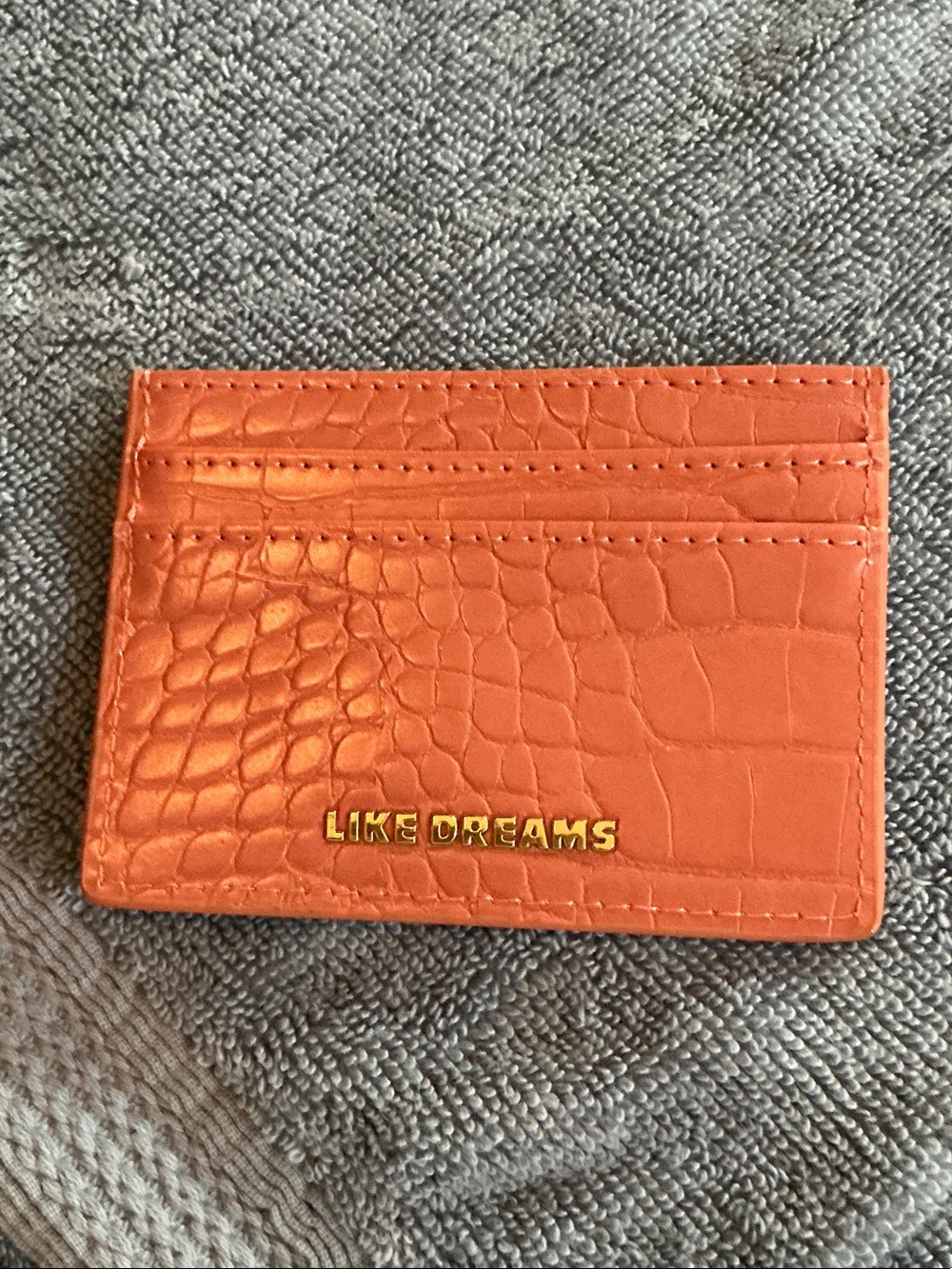 Like Dreams Orange Croc-Embossed Card Holder